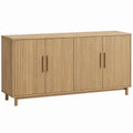 Dressoir met 4 geribbelde deuren, licht eiken, 160 x 40 x 80 cm