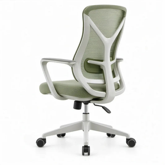 Ergonomische bureaustoel met armleuningen en wielen, 64 x 64 x 116-126 cm, saliegroen/wit