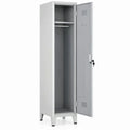 Stalen garderobekast met cilinderslot, kledingstang en legplank 38 x 45 x 180 cm Grijs