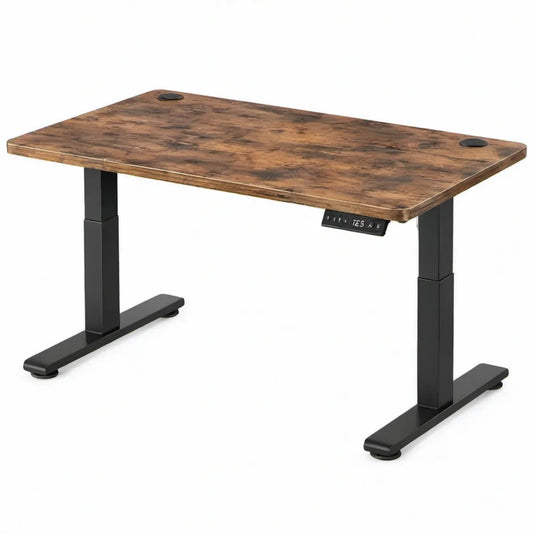 Elektrisch verstelbaar zit-sta bureau 120 x 60 cm vintagebruin/zwart