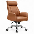 Directiestoel van cognacbruin PU-kunstleer met hoge rugleuning, 68 x 70 x 118-128 cm