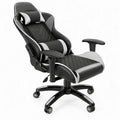 Ergonomische gamingstoel van PU-kunstleer zwart/wit, 66 x 70 x 120-130 cm