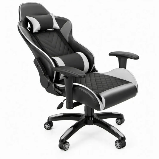 Ergonomische gamingstoel van PU-kunstleer zwart/wit, 66 x 70 x 120-130 cm